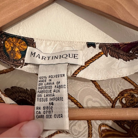 Vintage Martinique Brocade Patterned Buttondown Blouse - Picture 2 of 3